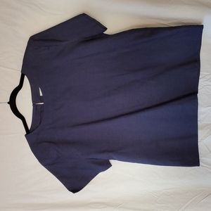 Pierre Cardin crop top Blouse navy blue sz 16  55 ramie/45 cotton Vintage